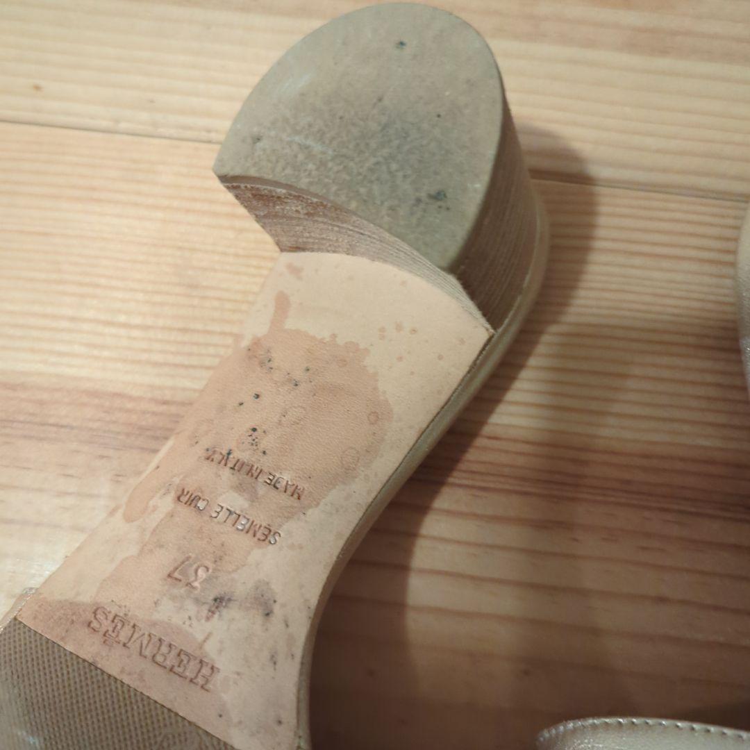 エルメス、オアジス、ゴールド ミュール 約6cmヒール、サイズ37