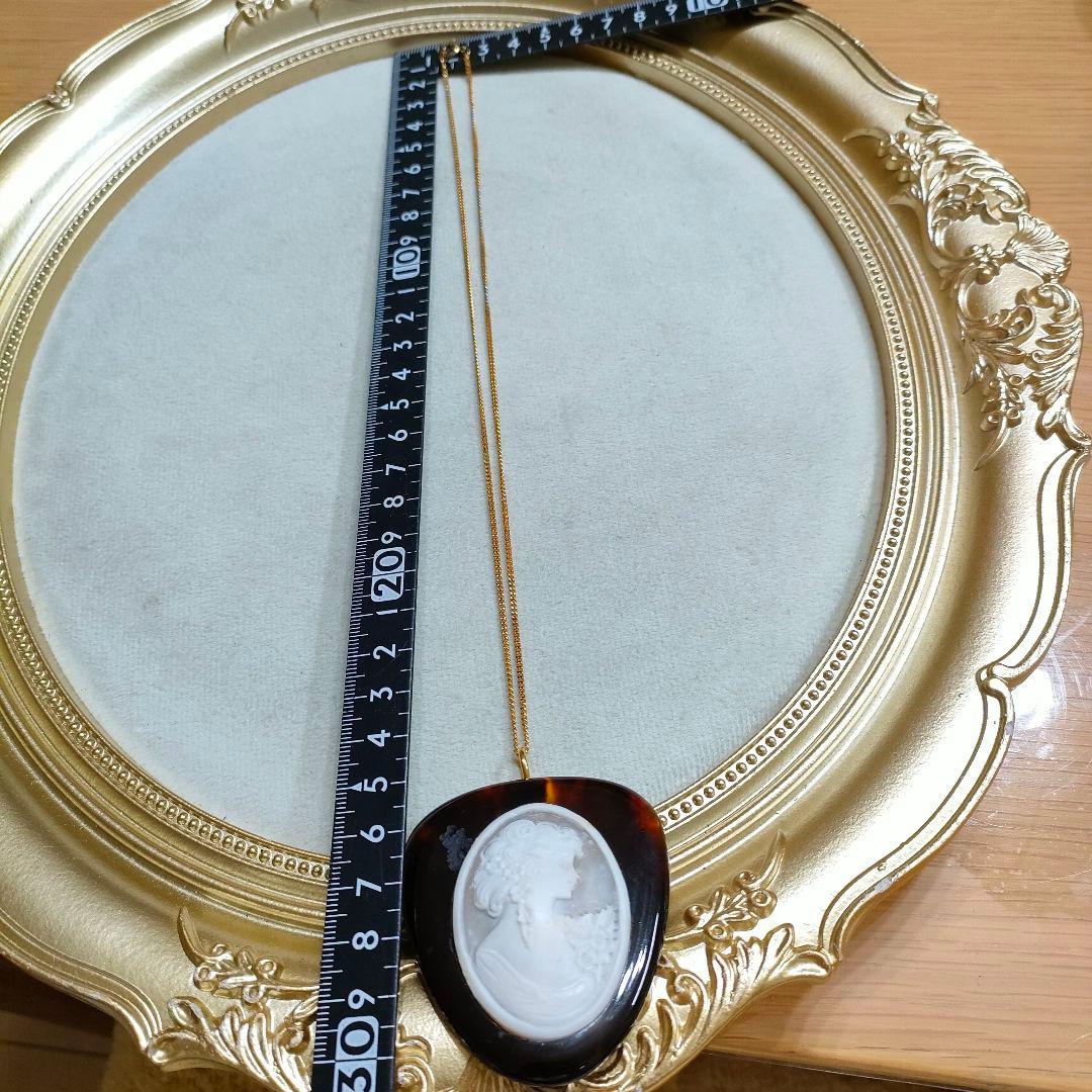 2AE82　本べっ甲鼈甲　カメオ　ブローチ　ペンダントトップ　美品