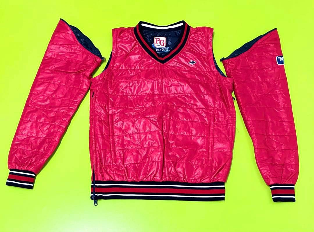 値下げ パーリーゲイツ リバーシブル4way スニード ベスト レッド ネイビー