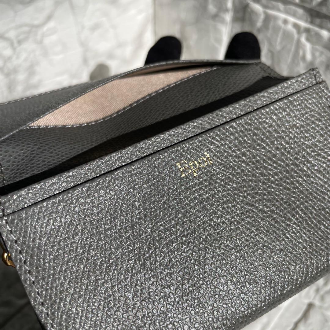 【未使用】Epoi シキ レザー 名刺入れ タッセル付き あくいろ グレー