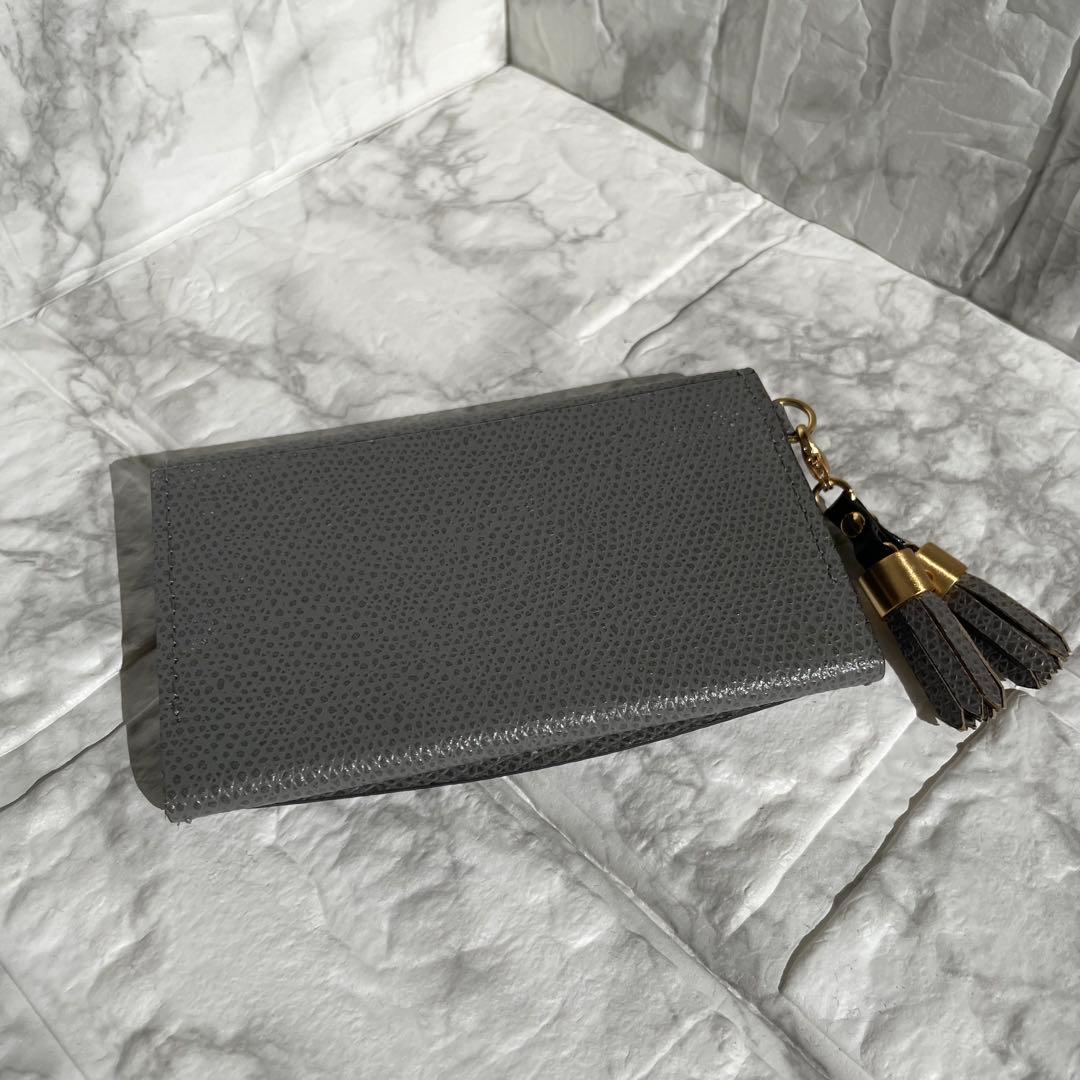 【未使用】Epoi シキ レザー 名刺入れ タッセル付き あくいろ グレー