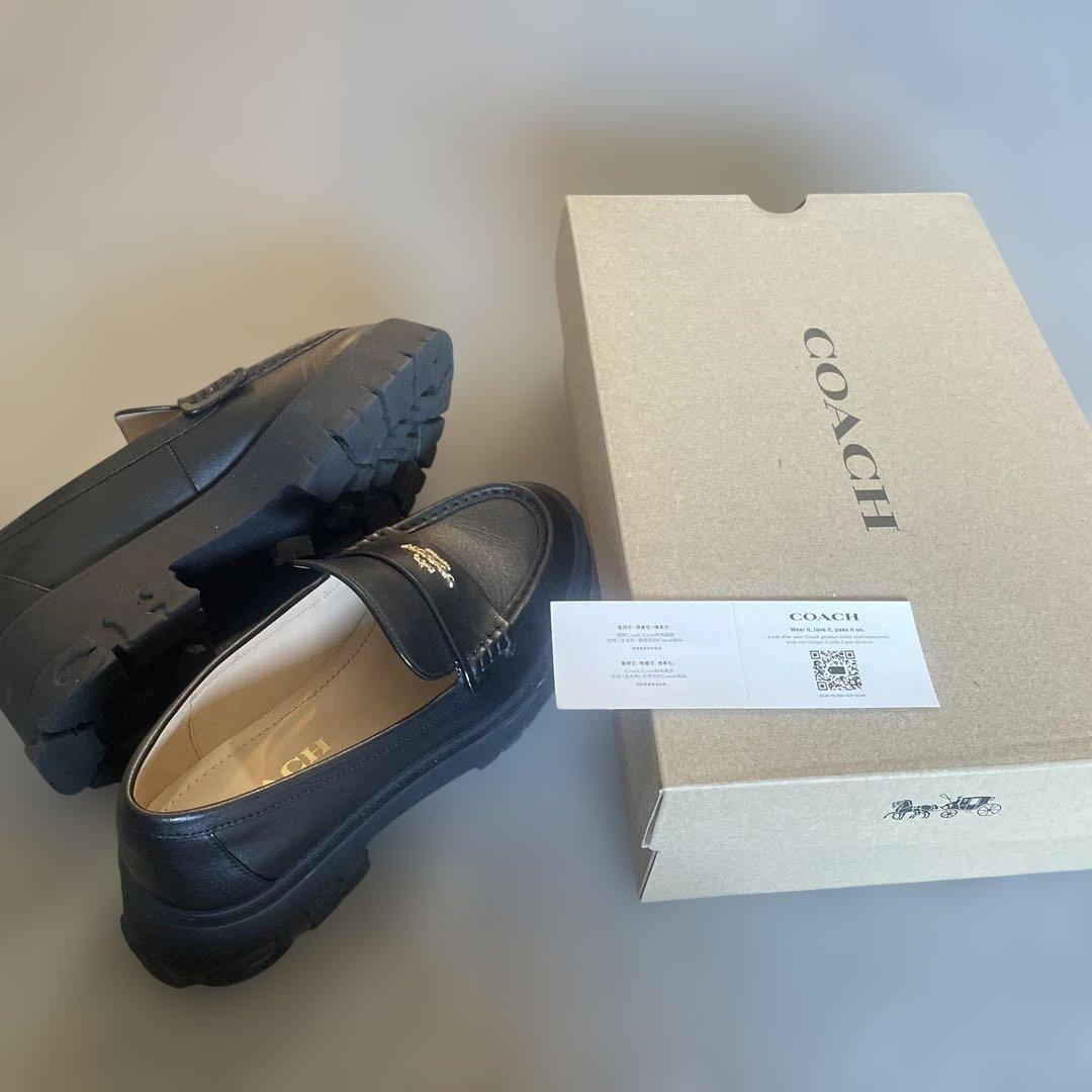 COACH ブラックレザー ローファー