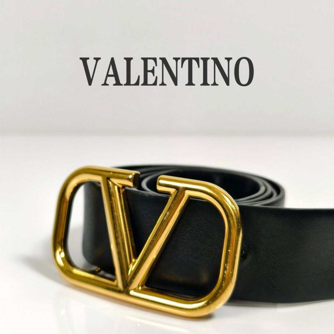 最終値下げ【美品】VALENTINO Vロゴ シグネチャーベルト ブラック