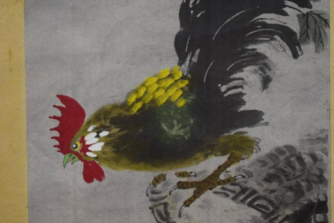 複製/斎白石/斉白石/親情図/鶏親子図/工芸/布袋屋掛軸HH-791