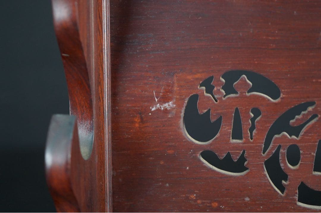 時代武具 木製 無垢材 鍔透かし 四振掛用 刀掛け 武具 刀装具