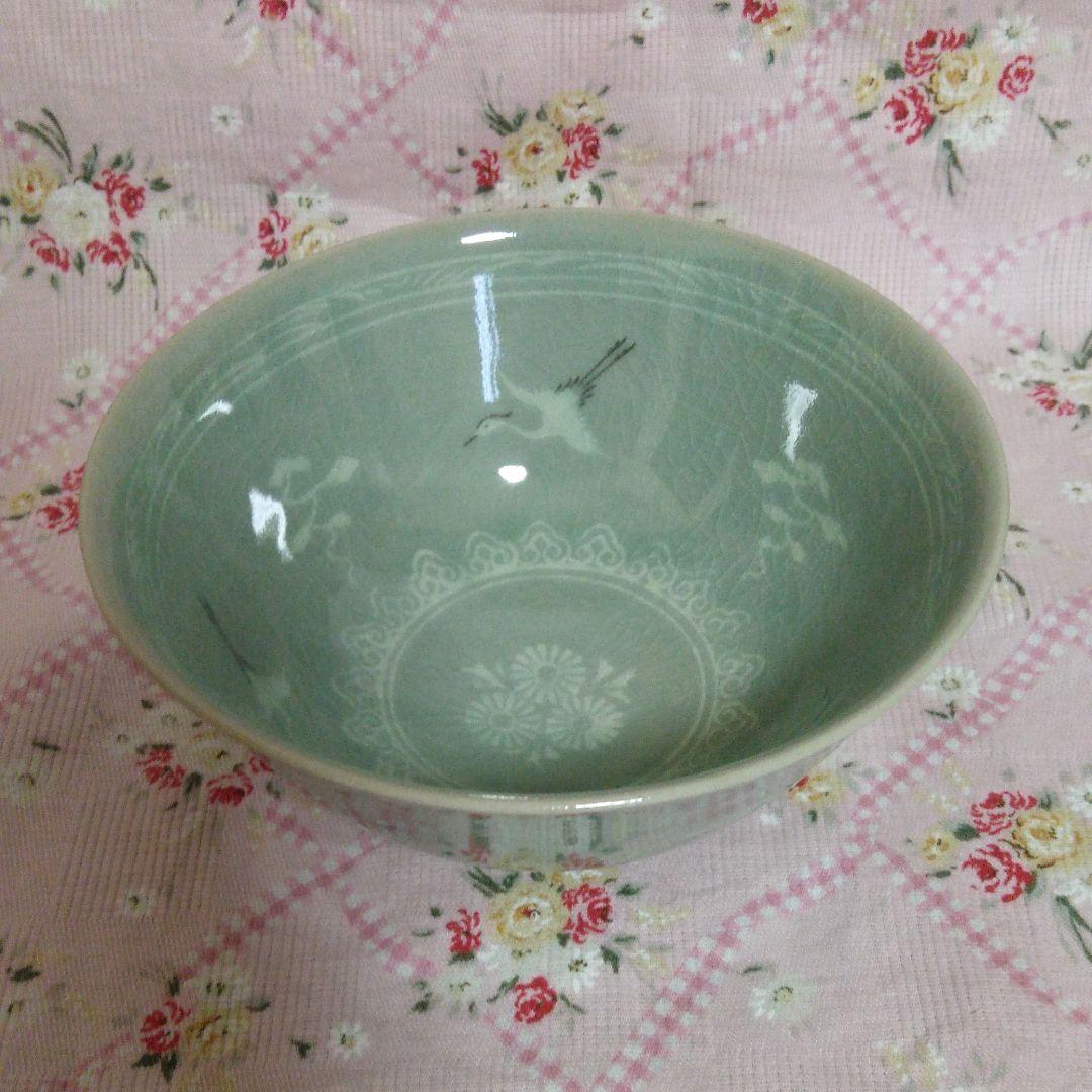 抹茶茶碗 青磁 柳海剛 鶴