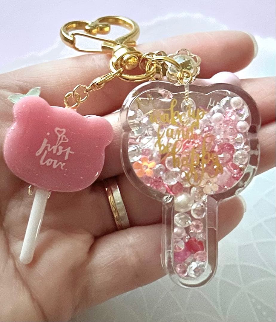 シャカシャカキーホルダー＊くまロリポップ2点オーダー4点＊シェイカー