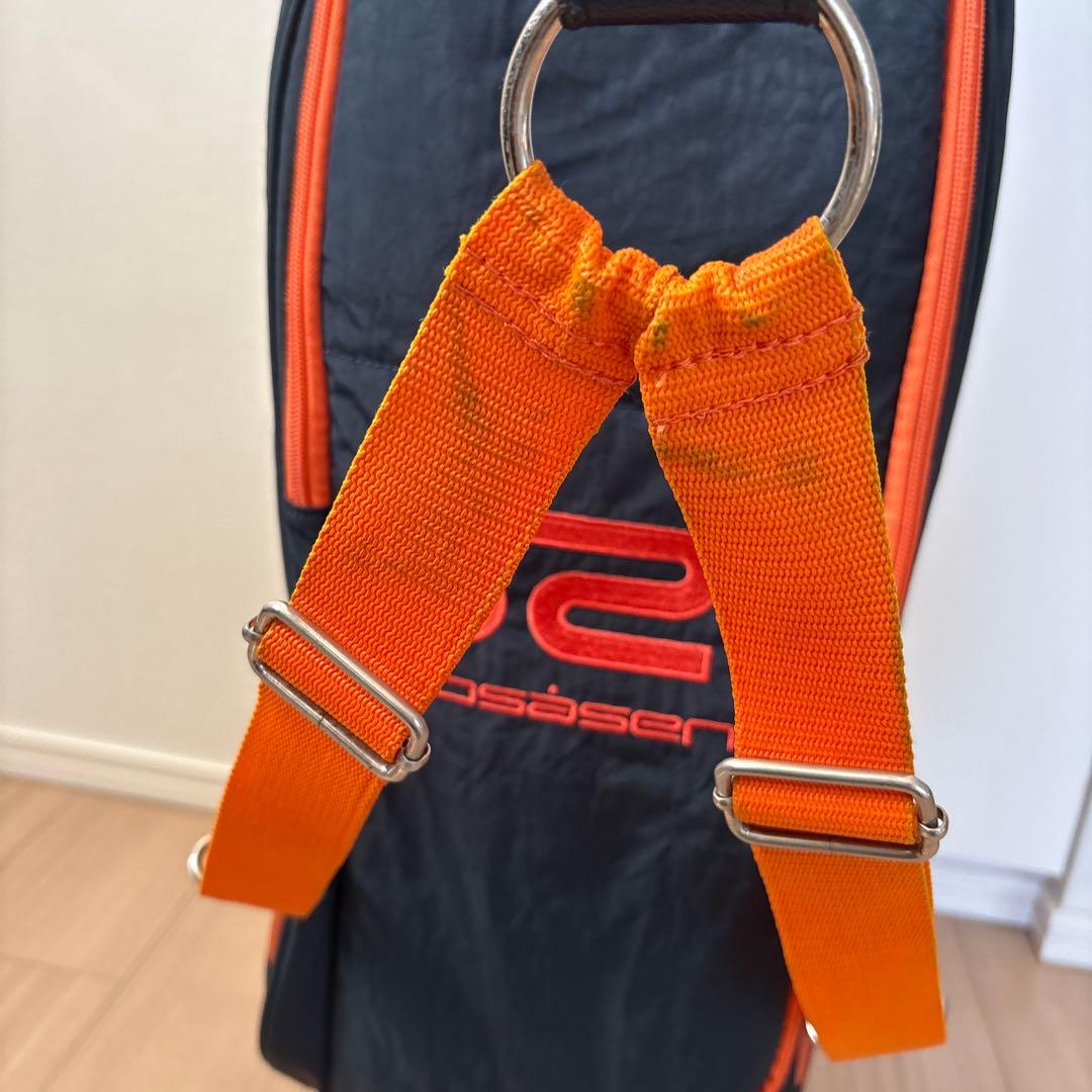 キャディバッグ 黒・オレンジ ロゴ入り