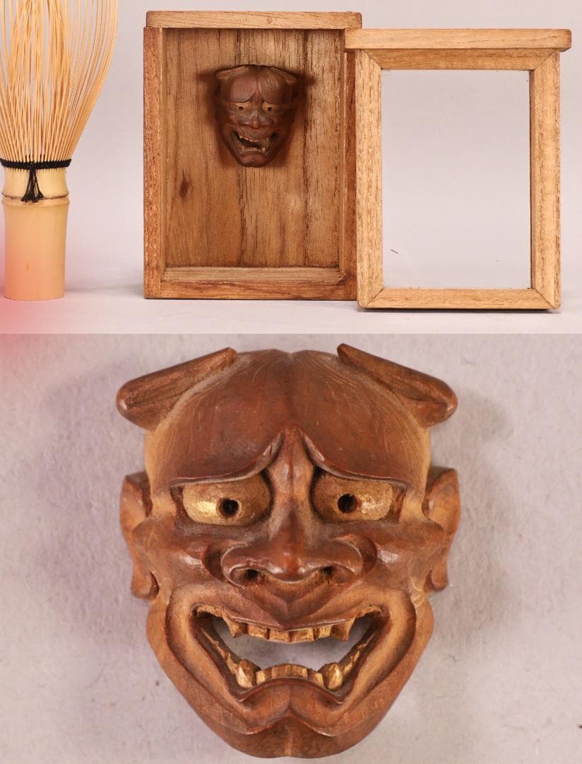 BK221　珍品　宝生 面工　鈴木慶雲 刀　金彩　根付　置物　飾り物