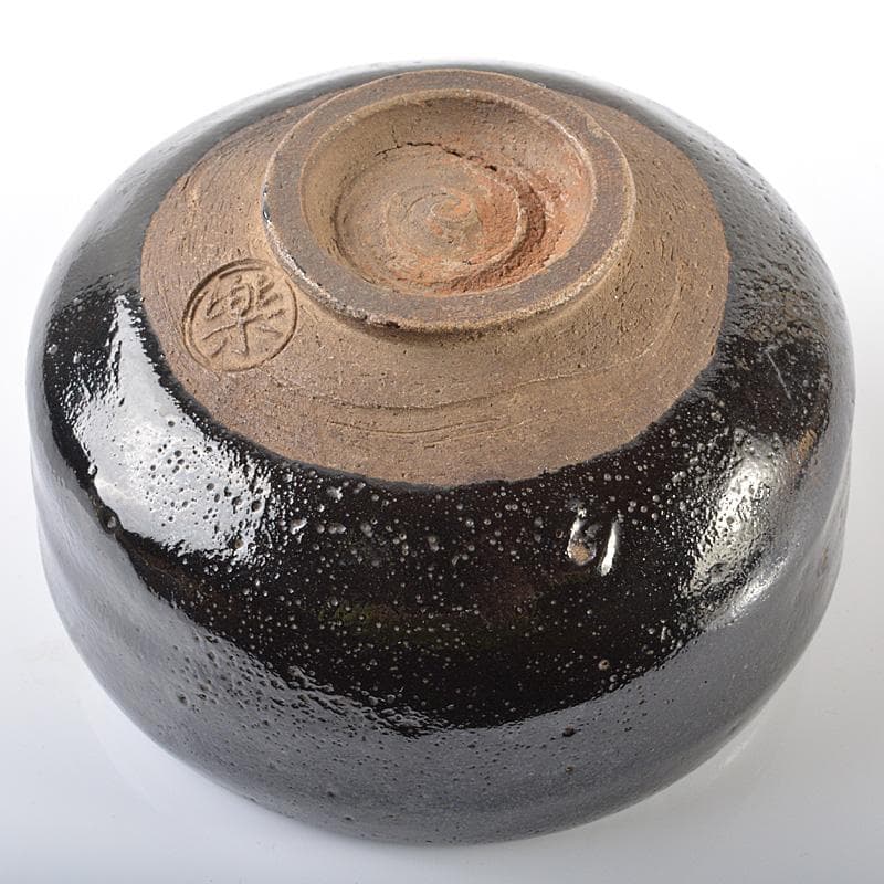 茶道具　楽吉左衛門　黒楽平茶碗　時代箱　V　R6274