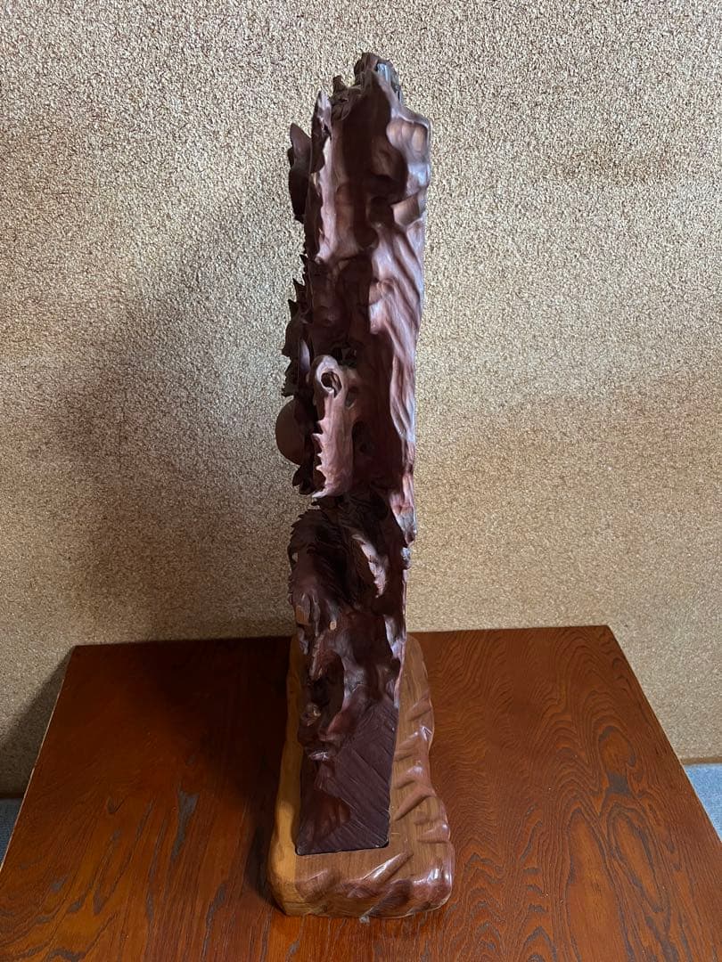 天然木 一刀彫 昇龍興龍