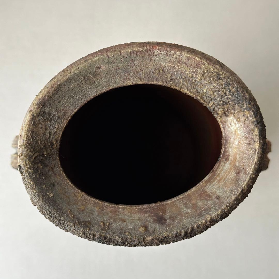 松井與之 備前 花器 二度焼き 花入 共箱