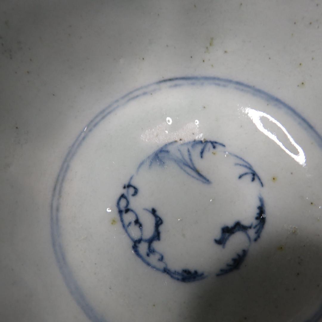 蕎麦猪口 5ケ 染付 向付 線画 古伊万里 窯傷 松竹梅 花文様