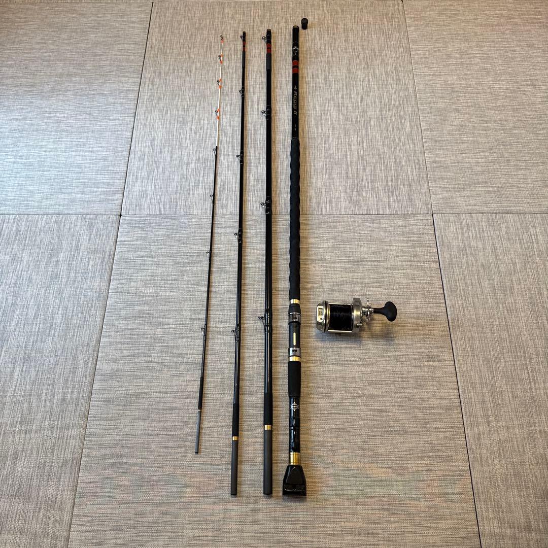 和*達様 がまかつレギスiiくわせ520 石鯛竿4ピース 石鯛用リール付き