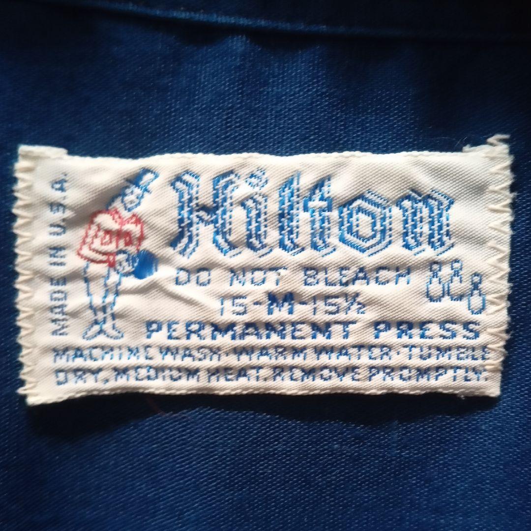 Hilton ボウリングシャツ M ビンテージ 青 ブルー ヒルトン