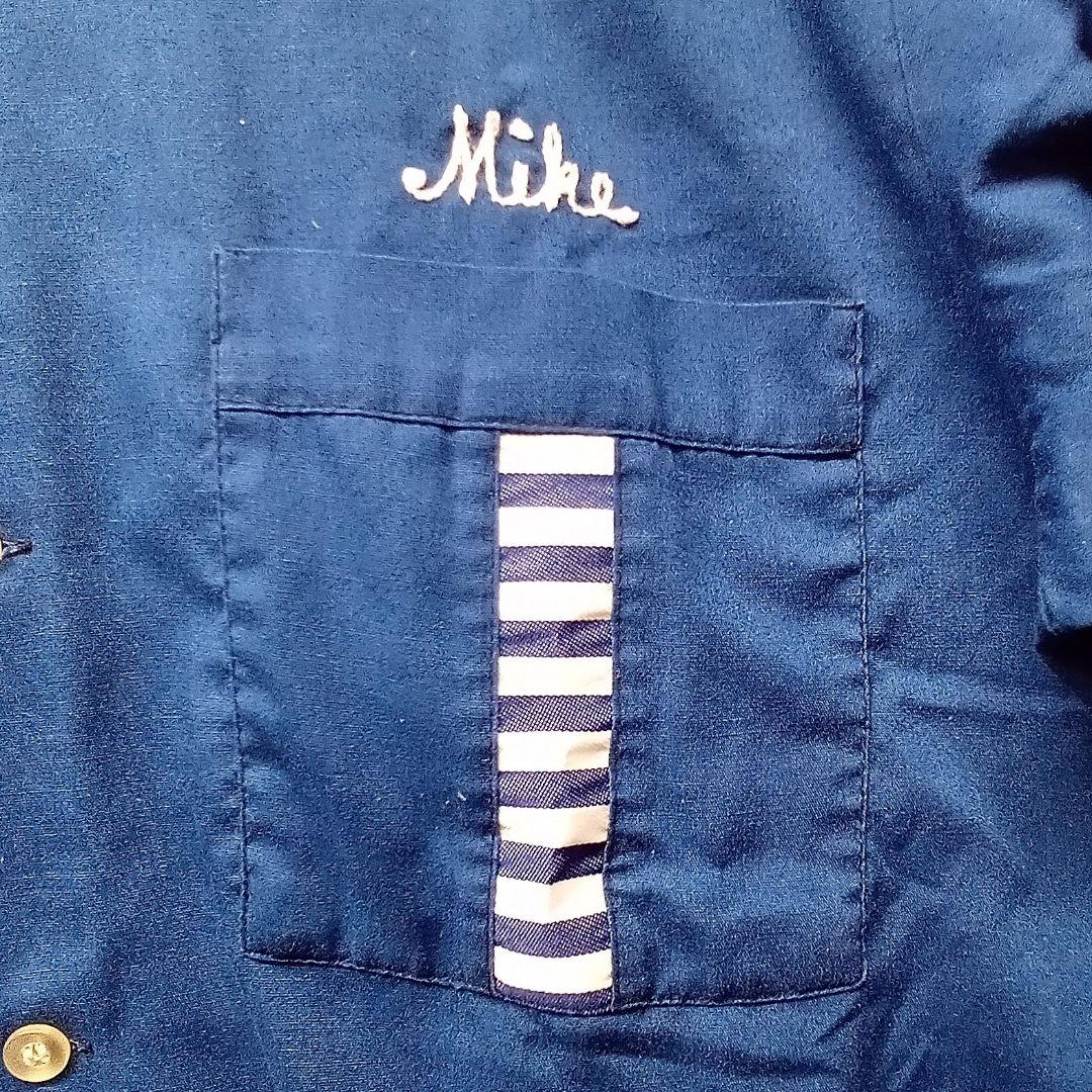 Hilton ボウリングシャツ M ビンテージ 青 ブルー ヒルトン