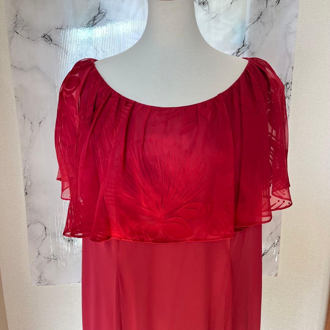 3L相当　レフア　ハワイアンドレス　ロングドレス　hula 赤　Hawaii