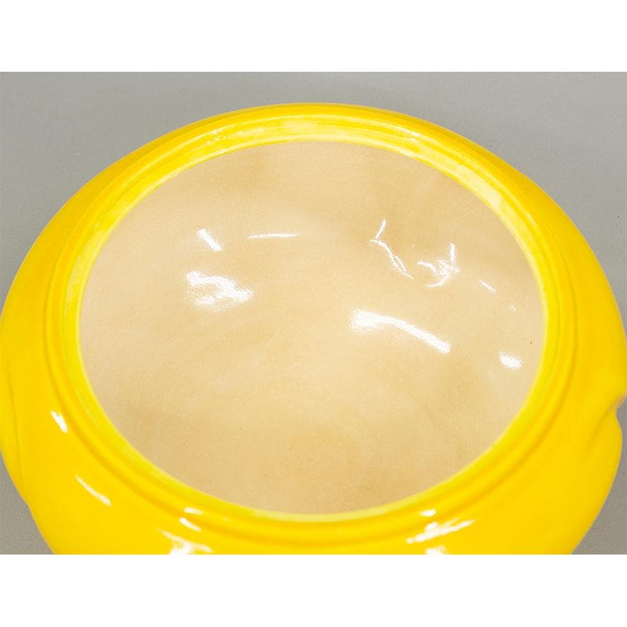 加賀瑞山 作 堀内宗完 兼中斎 絵書付 花押 黄交趾釉 捻梅平水指 共箱 茶道具