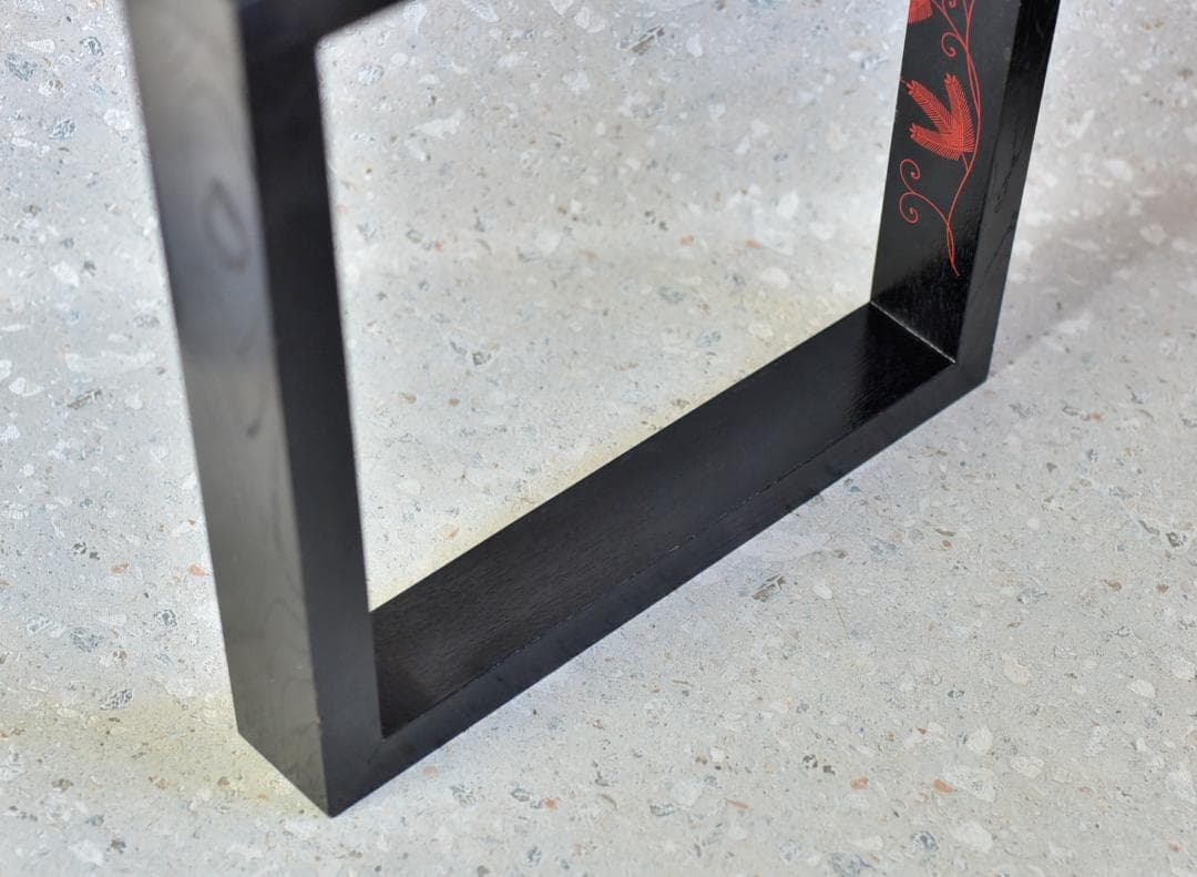 真塗蒔絵炉縁，柿合わせ炉縁2個セット　囲炉裏、共箱