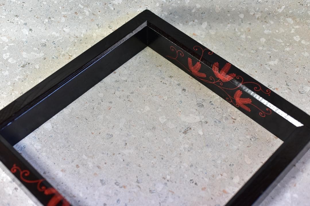 真塗蒔絵炉縁，柿合わせ炉縁2個セット　囲炉裏、共箱