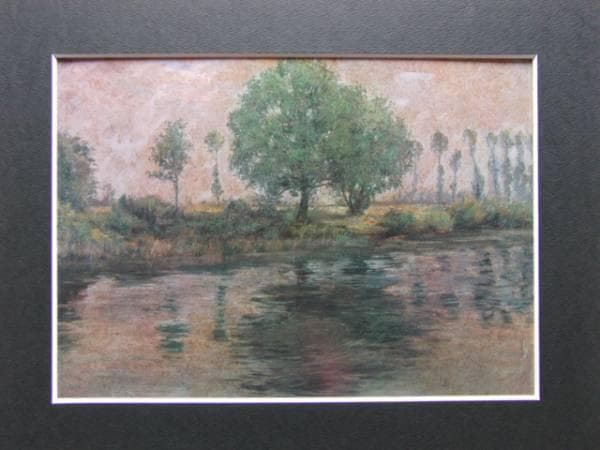 岡田　三郎助 、セーヌ河上流の景、希少な額装用画集より、新品高級額