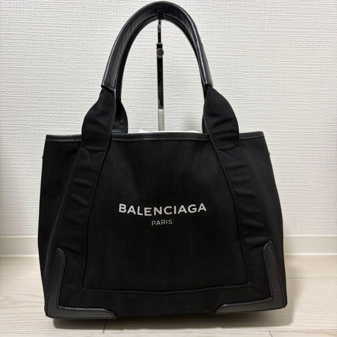 ✨美品✨バレンシアガ　ネイビーカバスS　ハンドバッグ　キャンバス　ポーチ　黒