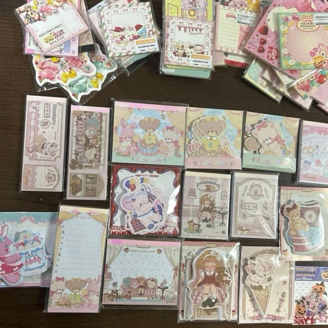 紙モノ大量●可愛いメモやダイカットカードOPPテープ紙モノ文具、新品未使用品多数