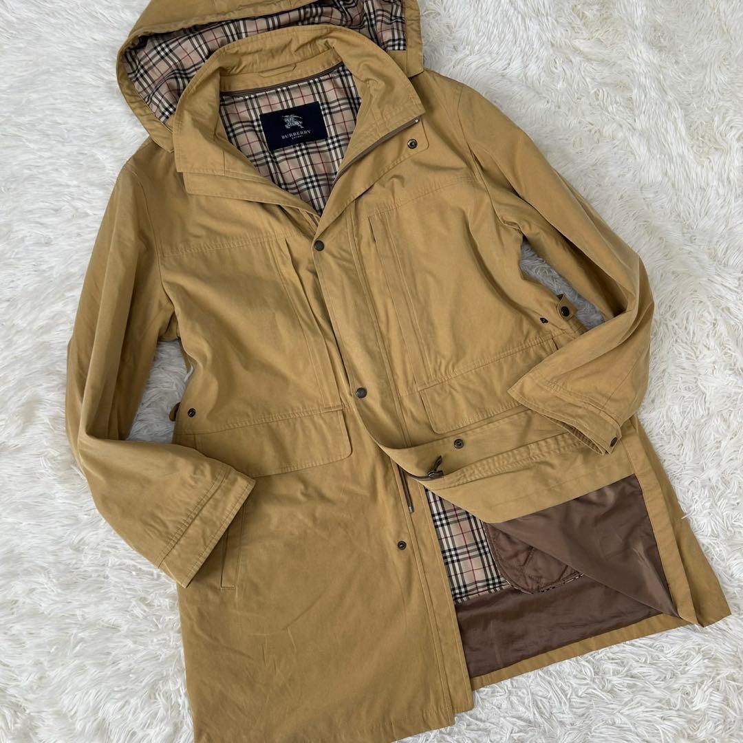 【美品/LL】バーバリーロンドン モッズコート ライナー付 フード ベージュ