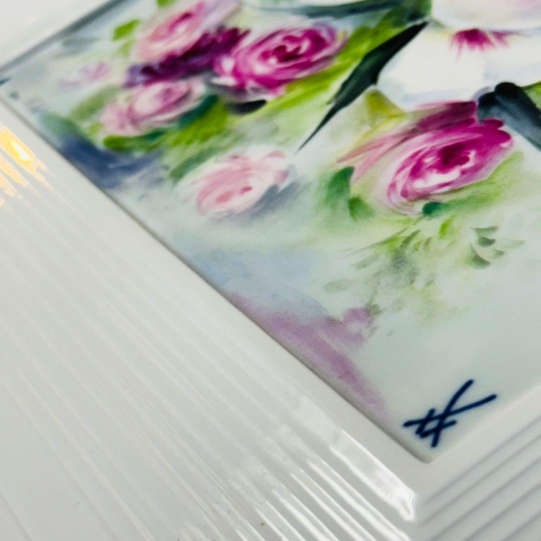 A17激レア✨マイセン 陶板画 フラワー