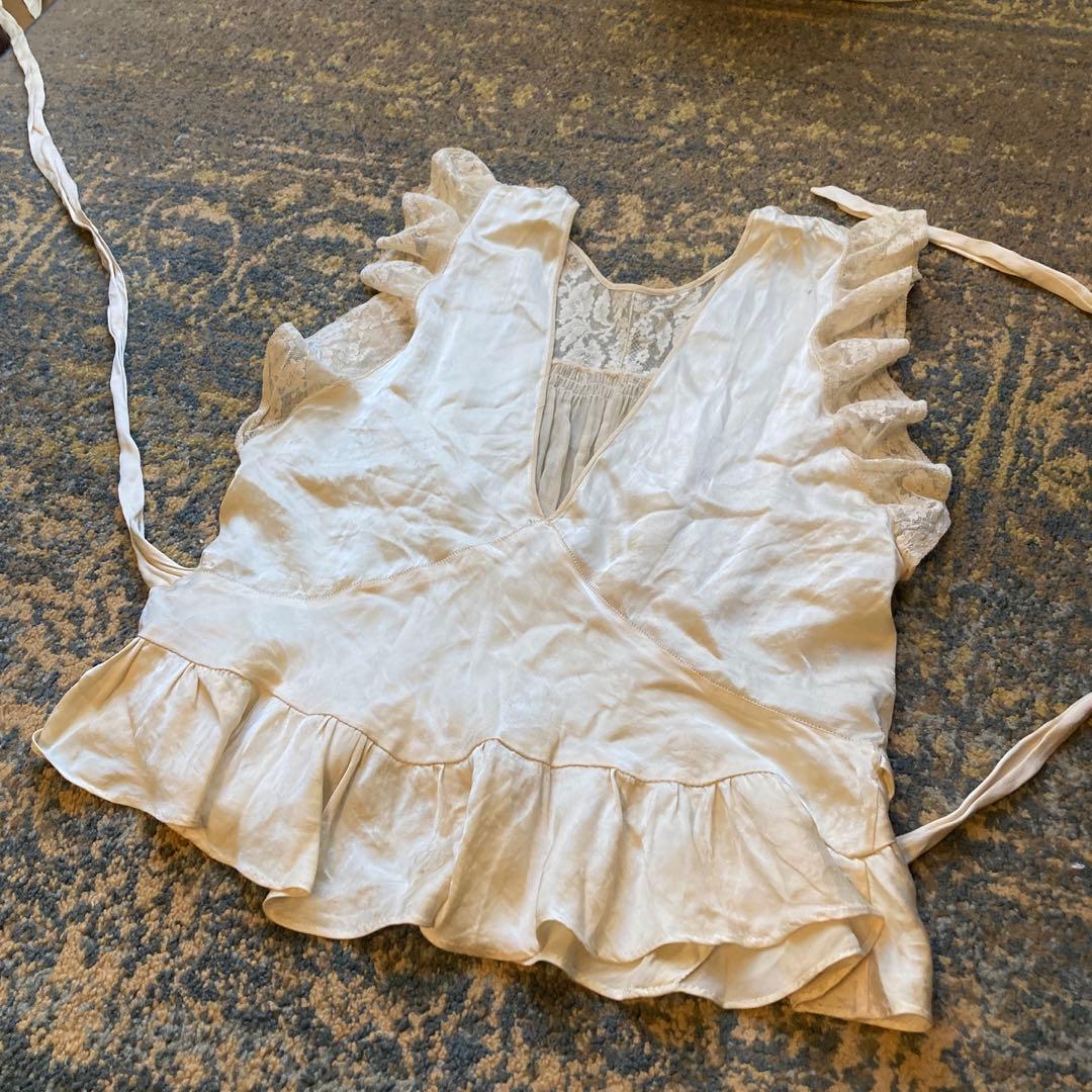 激レア　希少　アンティークレース　バレエコア　キャミソール　ノースリーブ