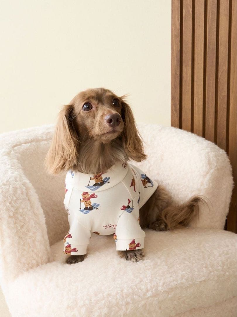 新品タグ付★ジェラートピケ 犬用服 スキーベア柄カットソー Sサイズ