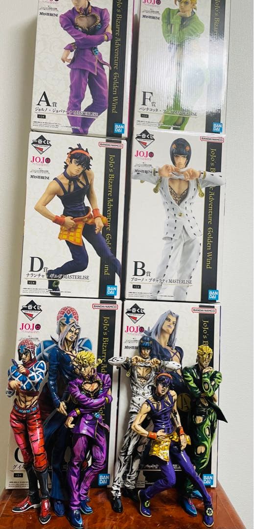 一番くじ　ジョジョの奇妙な冒険　ブチャラティ チーム二次元彩色、箱台座有