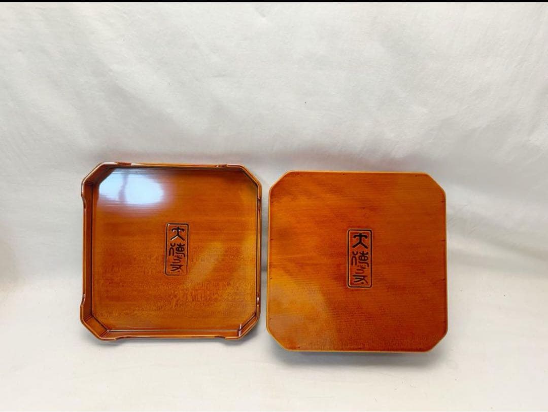 ほぼ未使用 懐石道具 飛騨春慶塗 大徳寺 縁高重箱 五客揃 刻印有 紙箱