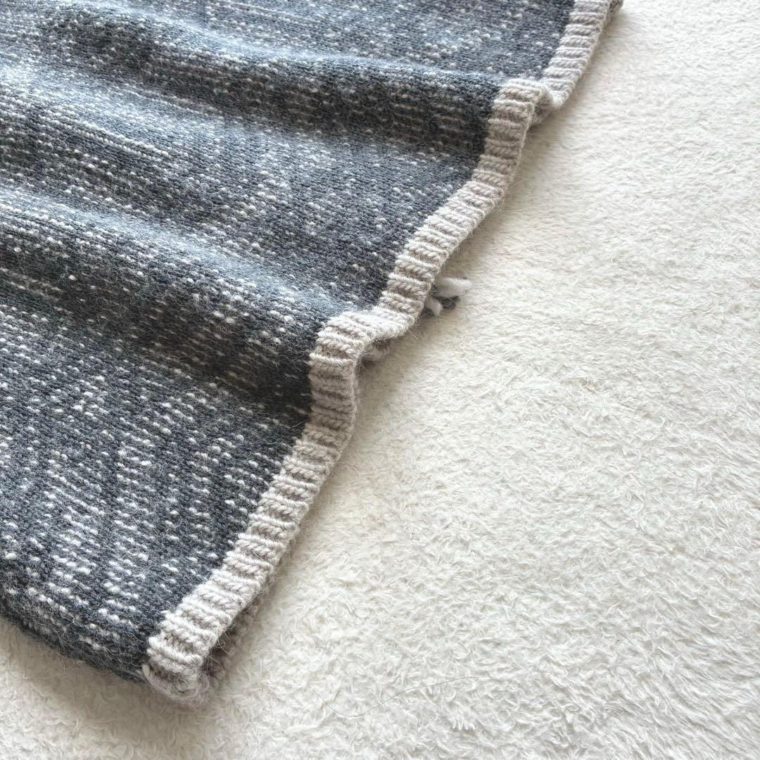 美品 スキャパ SCAPA フリンジ付き幾何学模様 ニットカーディガン 44