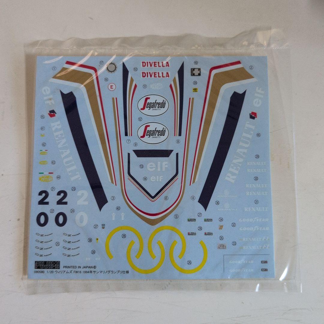 フジミ 1/20ウィリアムズFW16 サンマリノGP 1994 別売りデカール付