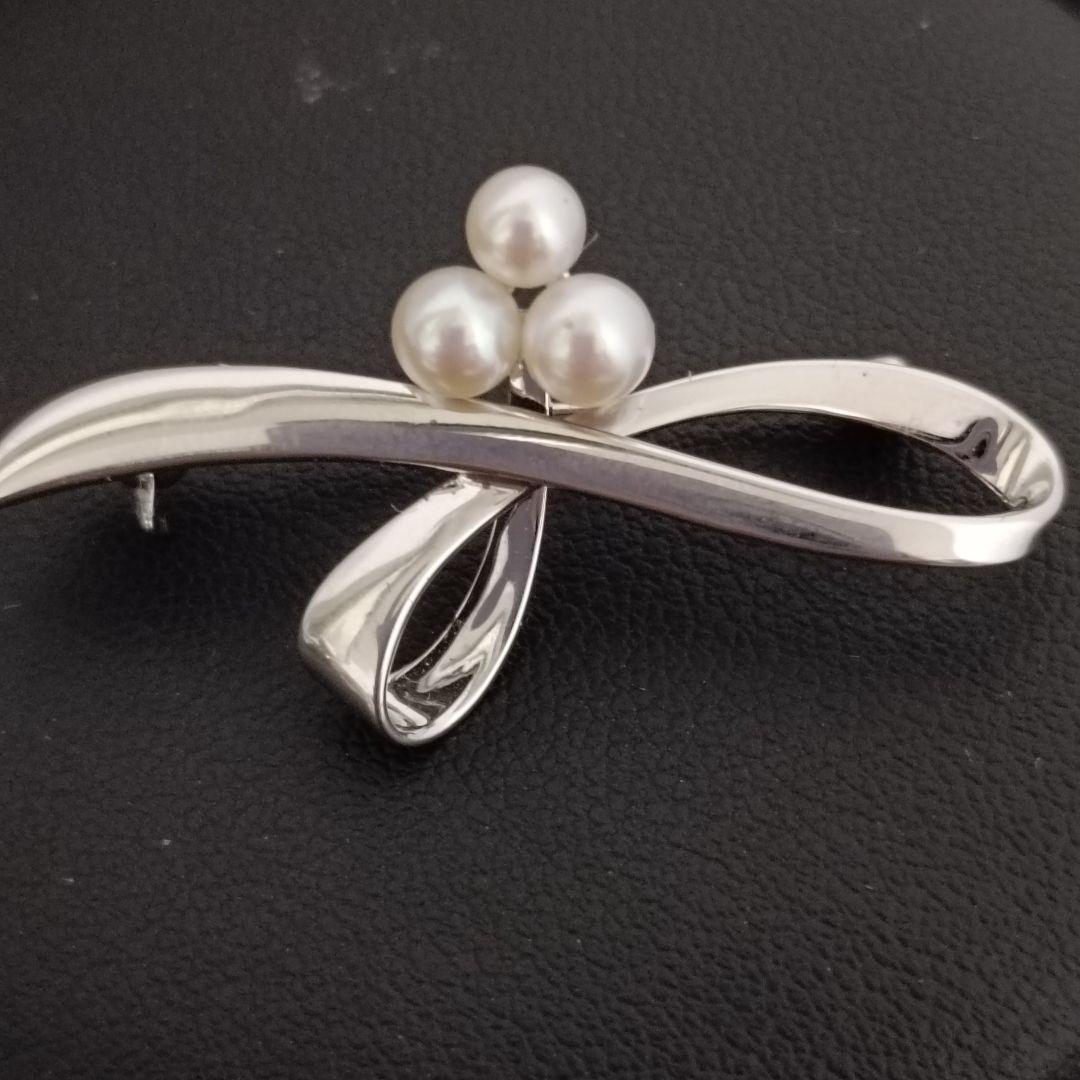 ミキモト MIKIMOTO ブローチ 3粒 ベビーパール シルバー