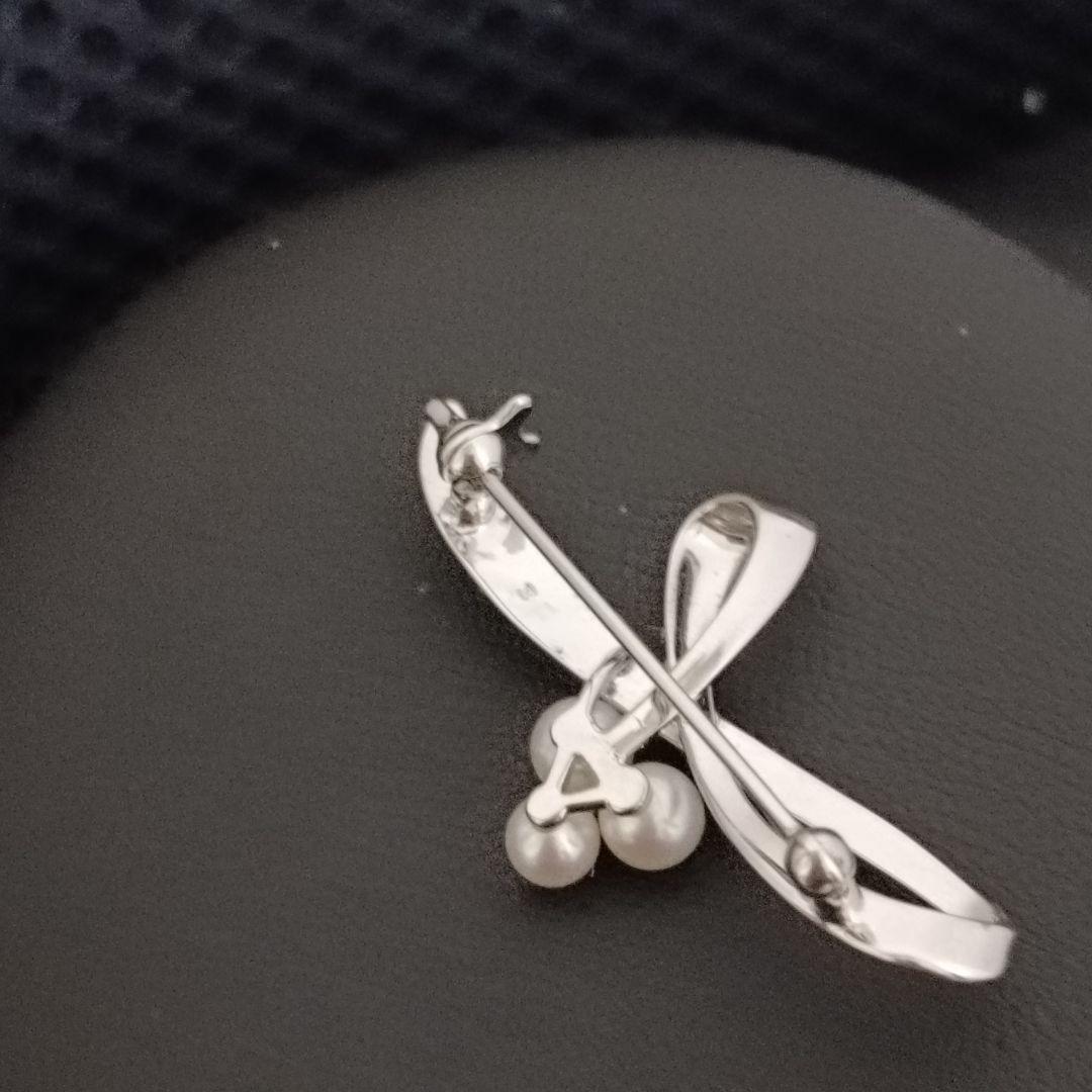ミキモト MIKIMOTO ブローチ 3粒 ベビーパール シルバー