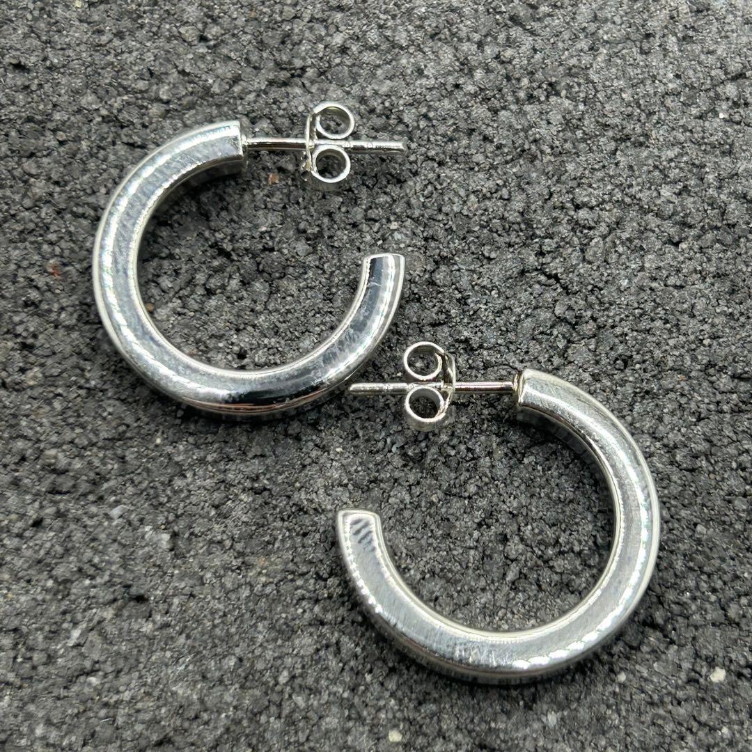 シルバー925 Silver 20mm フープピアス/軽研磨仕上げ/両耳