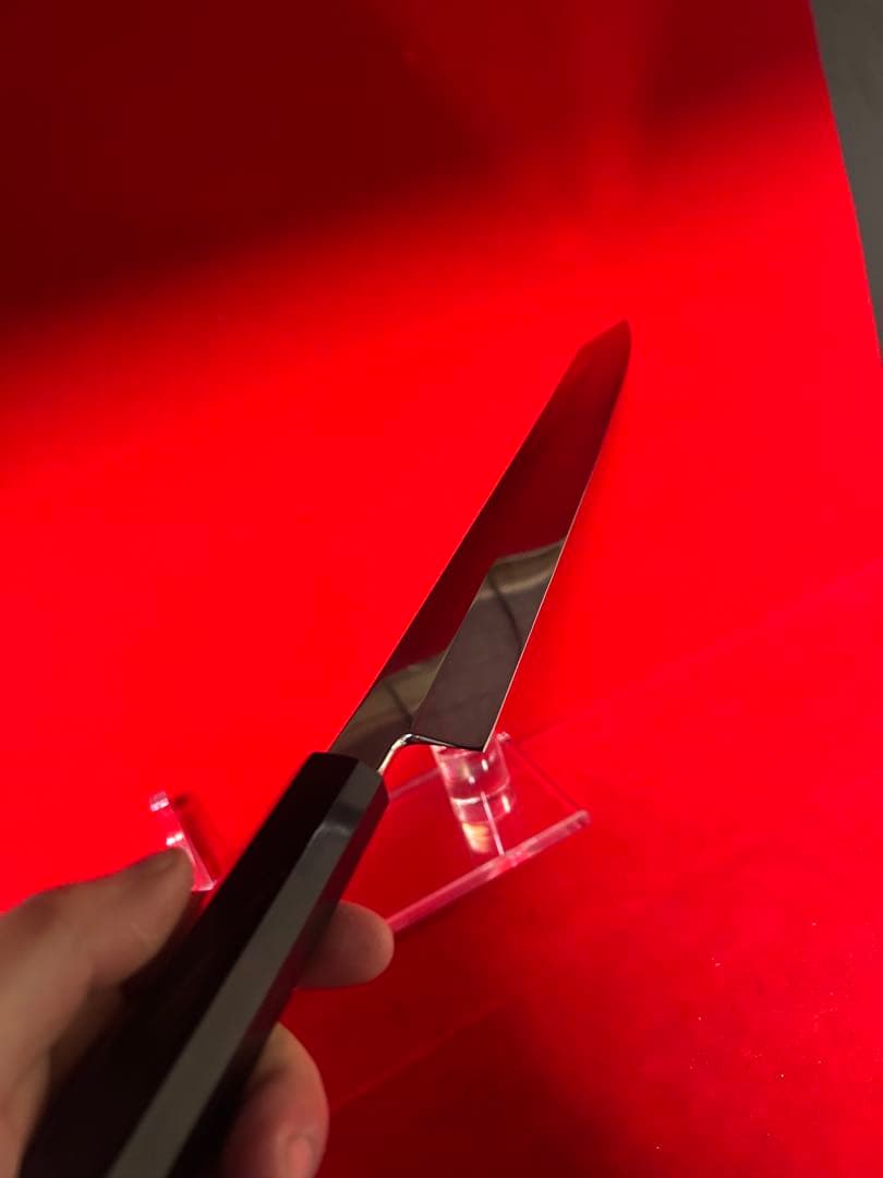 01561 包丁　剣型切付　尺　鬼反り　鏡面仕上げ　切味抜群　箱付　未使用品