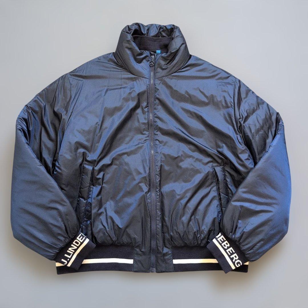 【美品】ジェイリンドバーグゴルフ　リブ袖ロゴデザイン　中綿ダウンジャケット　L