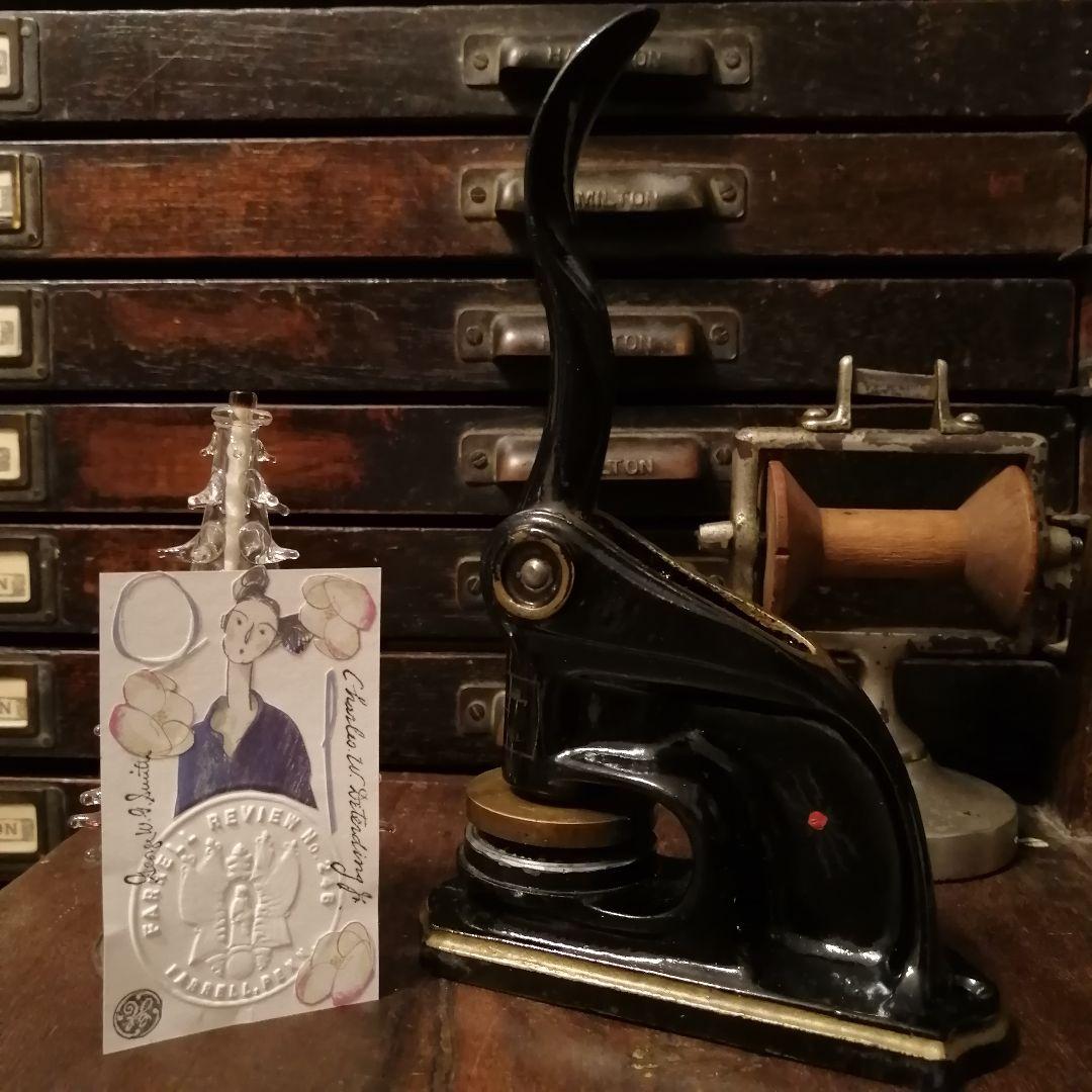 アメリカ製アンティーク エンボッサー☆スタンプ☆はんこ☆タグ☆ラベル文房具☆刻印