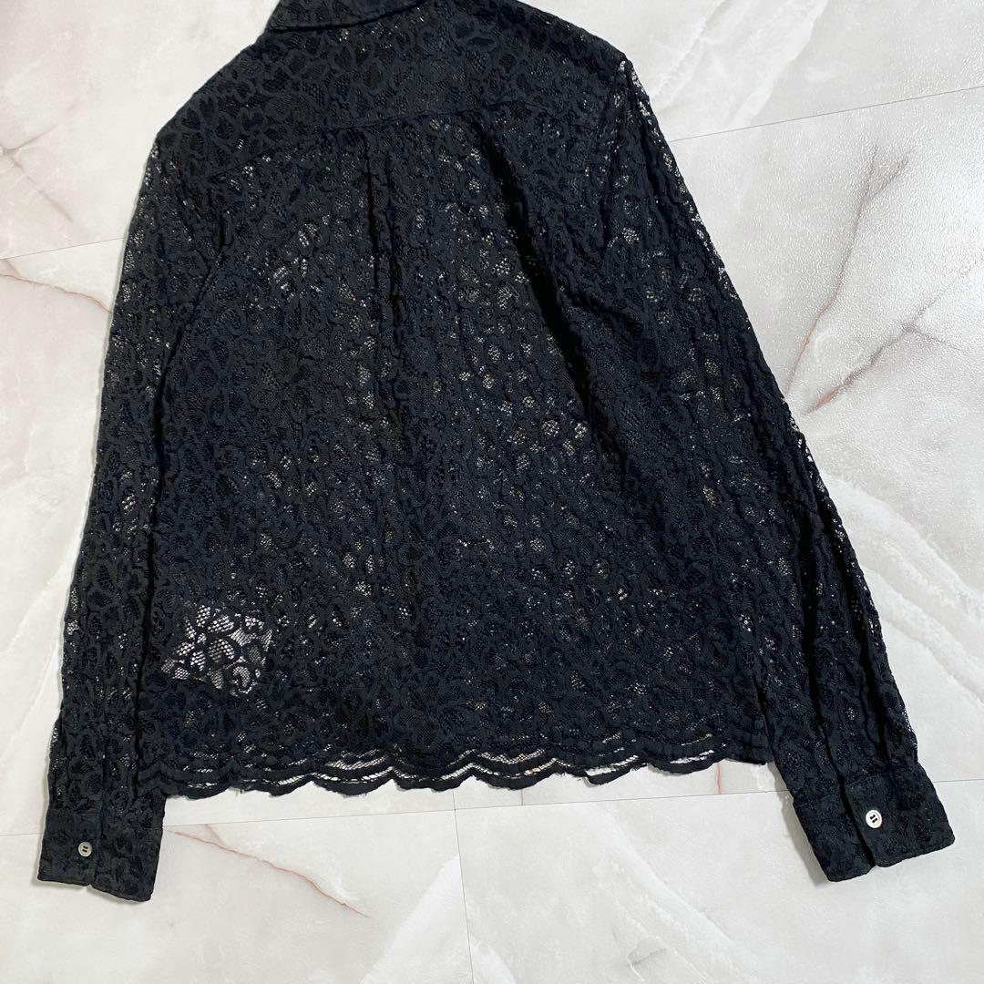 A17418 コムデギャルソン 12ss 総レース花柄シャツ ブラック XS