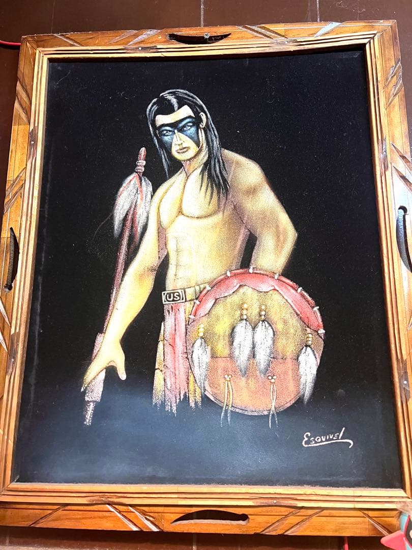 70s ビンテージ　ベルベットピクチャー　Esovivel ネイティブ　絵画