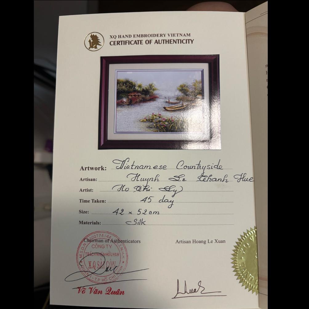 XQ Vietnam 高級シルク刺繍アート 麻生太郎氏 安倍晋三氏購入の特別品