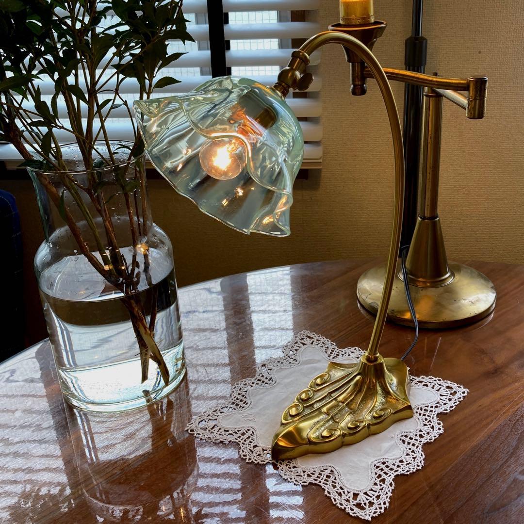 （専用）ブルーウラン　ランプスタンド　アンティークガラス　イギリス