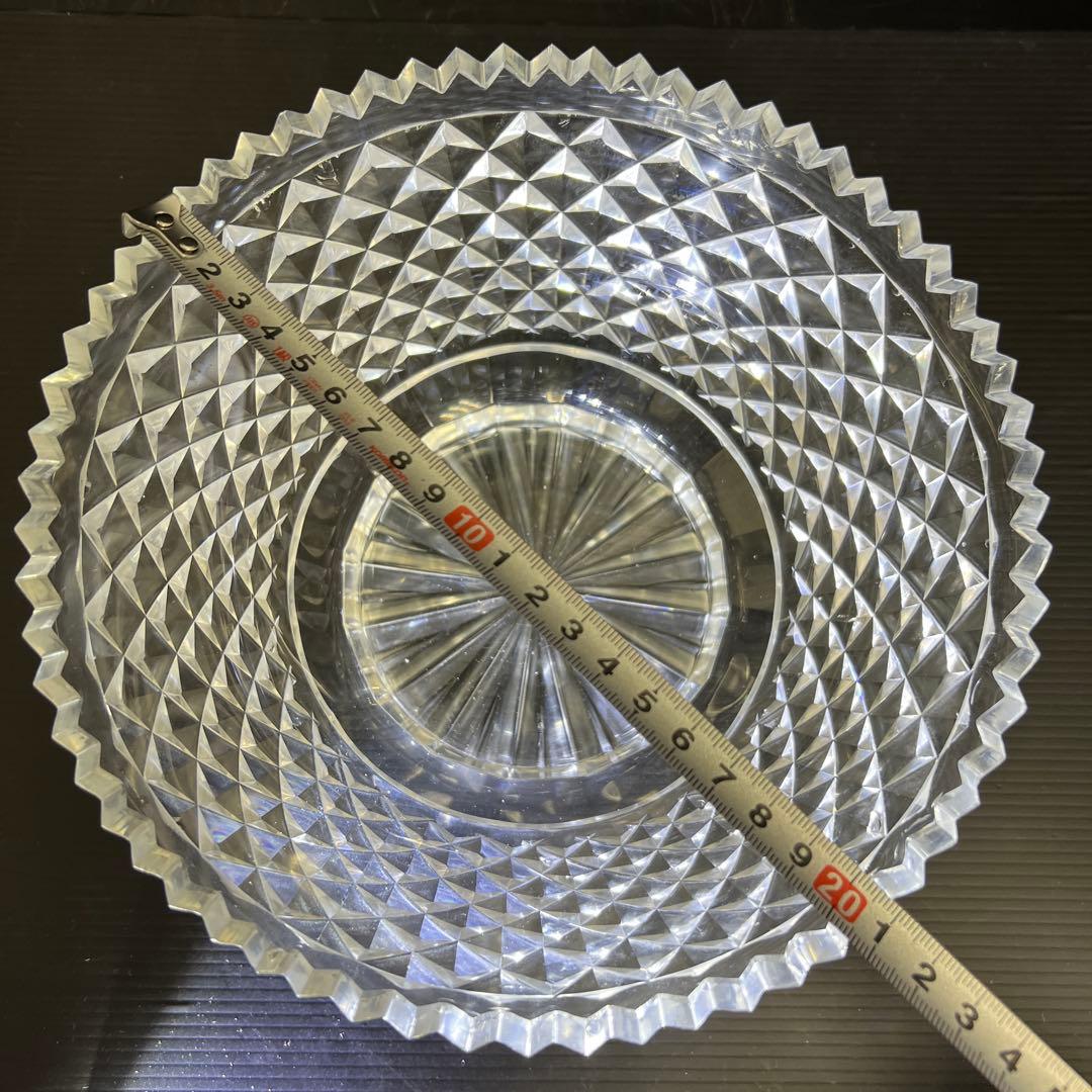 最上手　薩摩切子　初期極上手彫大鉢（鋭いカット）　木箱付　東Y7-1211☆1F