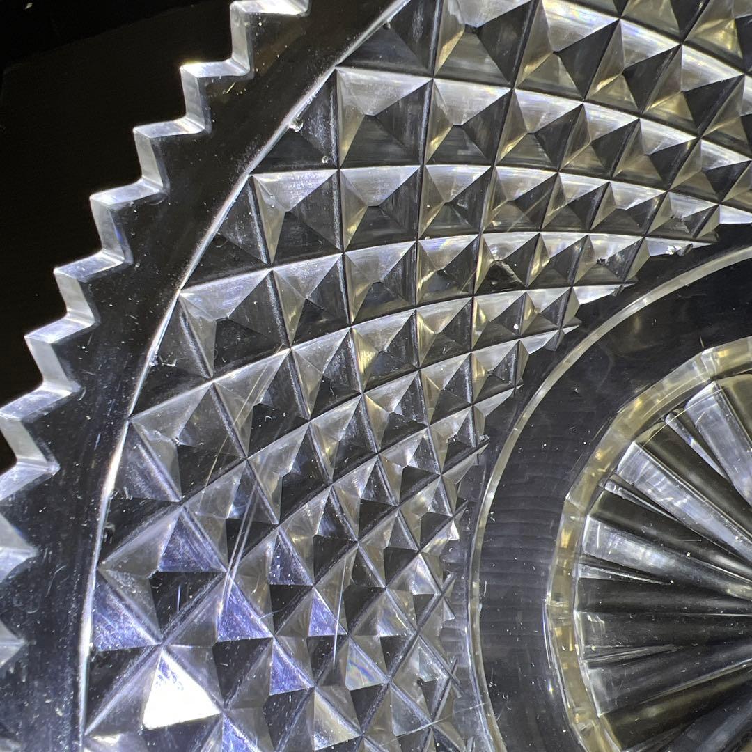 最上手　薩摩切子　初期極上手彫大鉢（鋭いカット）　木箱付　東Y7-1211☆1F