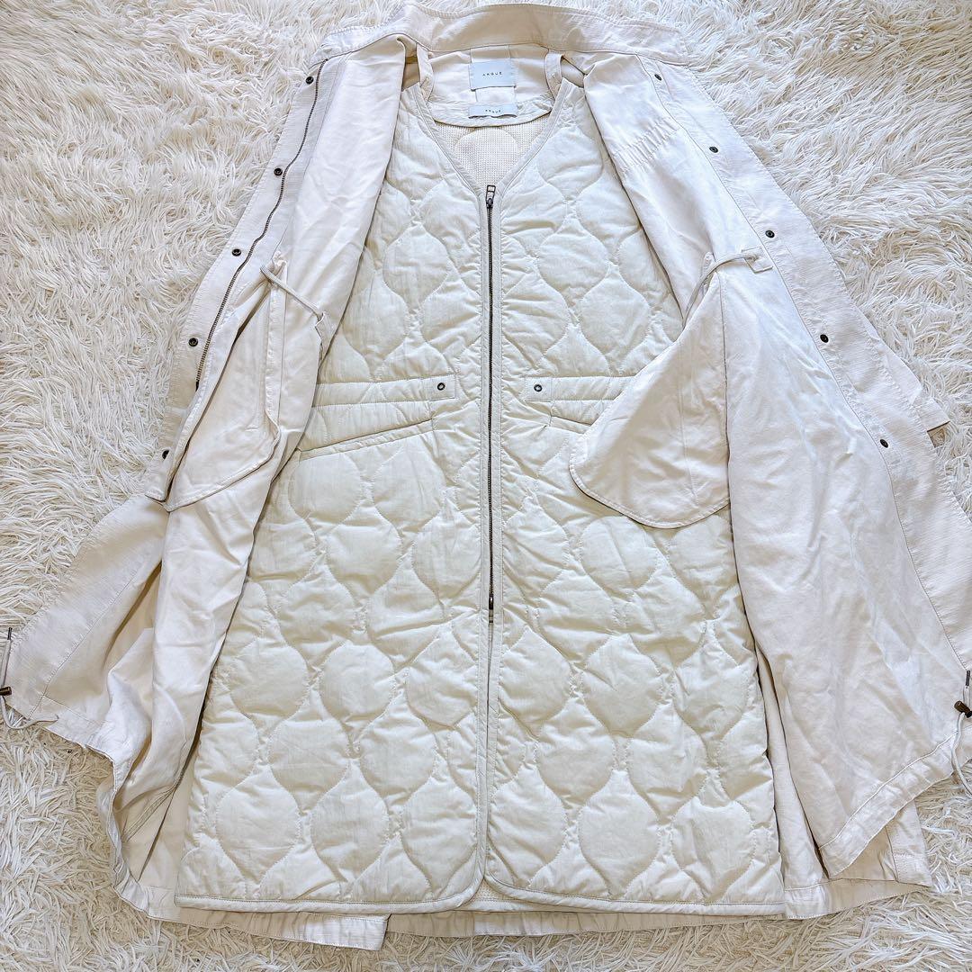 美品 アギュー　3way ロングマウンテンパーカー　キルティングベスト付 白