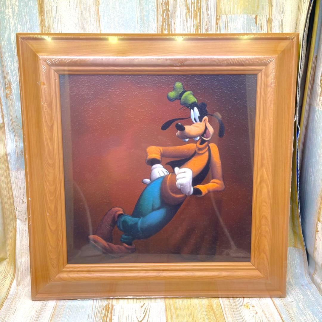 新品★グーフィー Goofy 油絵風 額縁 絵 絵画 木製 シック★ディズニー
