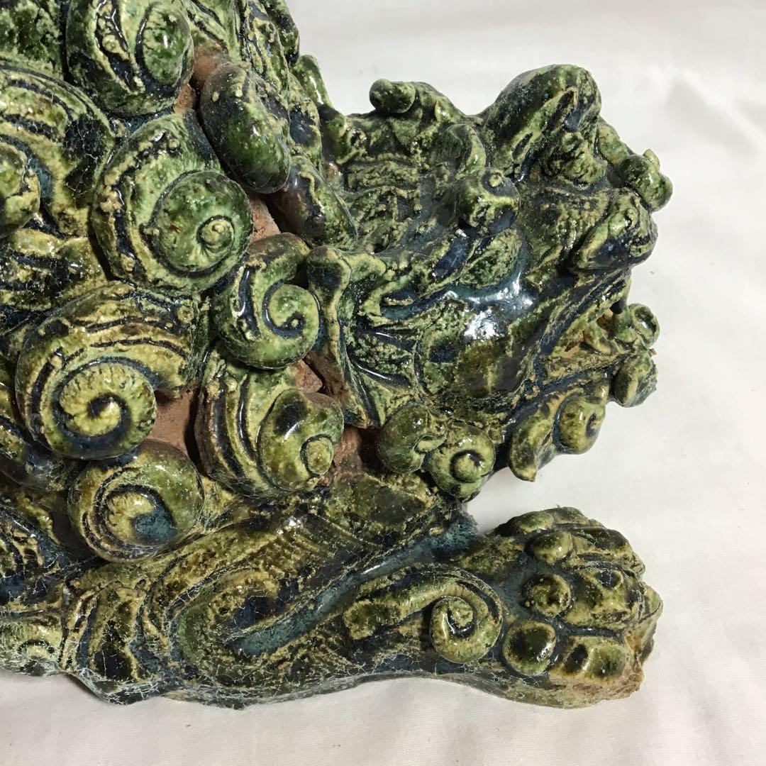 瀬戸織部釉　赤津　前川 電光作 唐獅子　　木製箱付き